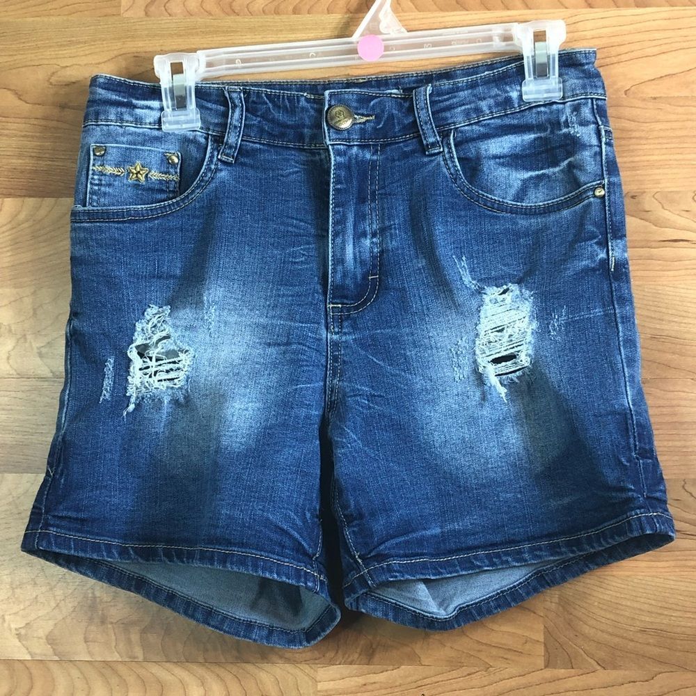 Legend Luxury Denim Design Size 27 Distressed “BAD GIRL” Medium Blue Was…